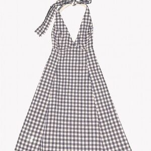 Hollister Black and White Plaid Halter Mini Dress